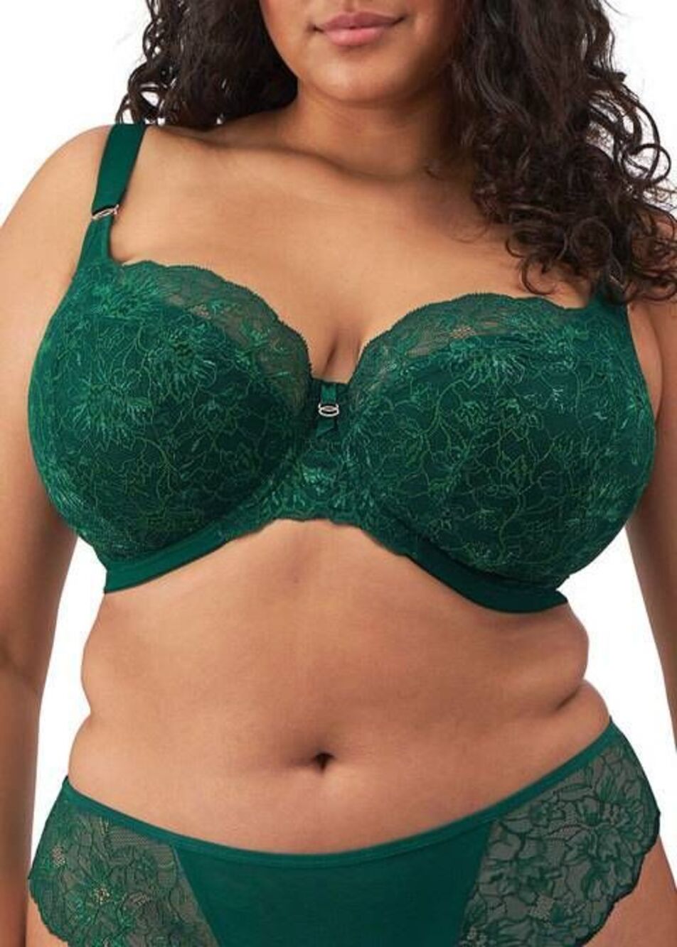 Elomi Brianna Padded Lace Bra in Forest Green Sz. 42H